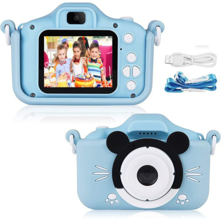 Camera foto digitala pentru copii 4800 MP, 8x zoom, model soricel albastru, 13x12cm [2]