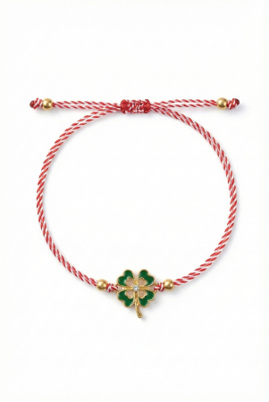 Set 12 bratari martisor cu trifoi norocos cu pietricele albe, snur rosu alb, ambalate individual [1]