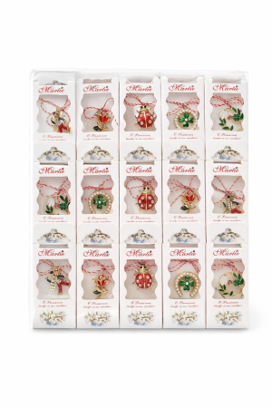 Martisoare ambalate traditional - Martisor cu Brosa Metalica si Snur Traditional, Ambalaj Elegant cu Mesaj, 11x2x4 cm