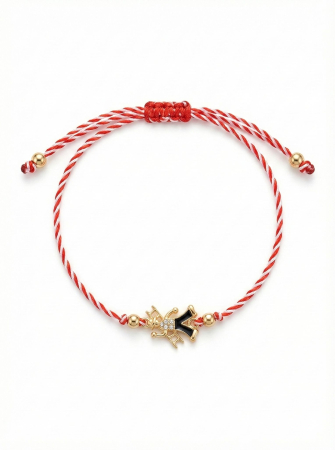 Set 12 bratari martisor cu cosar cu scara, simbol noroc, snur reglabil alb-rosu [1]