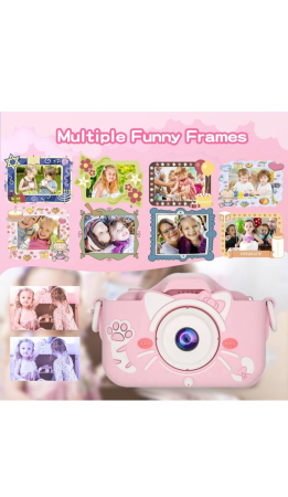 Camera foto digitala pentru copii 4800 MP, 8x zoom, model pisicuta roz, 13x12cm [2]