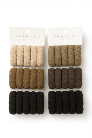 Accesorii pentru par Engros - Set 12 elastice groase par, culori naturale, 2 elastice pe card, rezistente