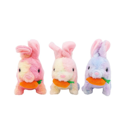 Set de 3 Iepurași interactivi de pluș cu baterii, merge și scoate sunete pentru copii [1]