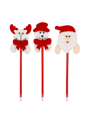 Decoratiuni si ornamente de Craciun Engros - Set 12 pixuri Craciun cu figurine ren, urs polar si Mos Craciun