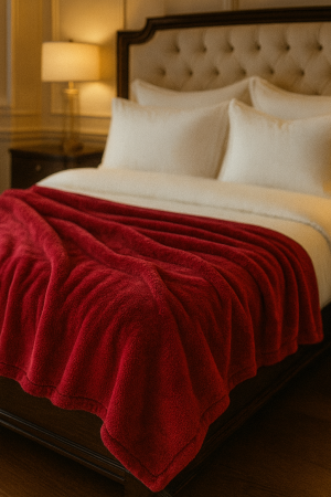 Paturi cocolino Engros - Patura Cocolino pufoasa rosie 200x230 cm pentru pat dublu – 1 kg, calduroasa si fina