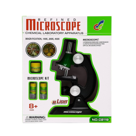 Microscop pentru copii cu lumină, set educativ 100x–450x, vârsta 8+ [1]