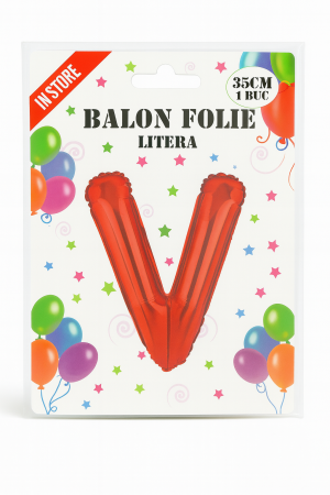 Balon folie litera V rosu, 35 cm, decor aniversar si petreceri, 1 buc [1]