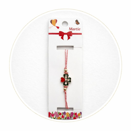 Set 12 Martisoare Bratari Trifoi cu Patru Foi Auriu Noroc [3]