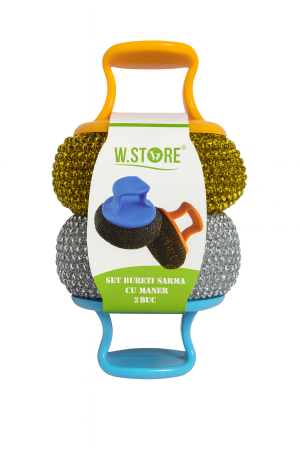 Ustensile gatit Engros - Set bureti sarma cu maner W.Store – 2 buc, curatare eficienta fara efort