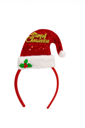 Decoratiuni si ornamente de Craciun Engros - Bentita Craciun cu caciulita Merry Christmas cu paiete