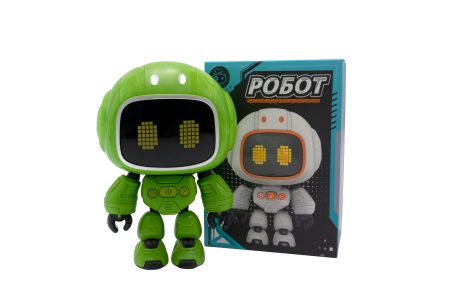 Jucarii interactive - Robot Interactiv Verde 14.5x10 cm cu Lumini, Sunete si Ecran LED – Jucarie Inteligenta pentru Copii 3+