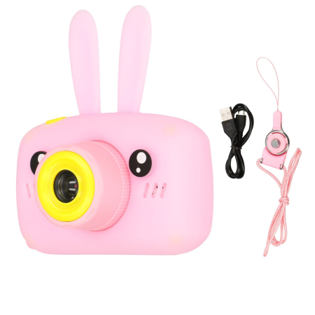 Camera foto digitala pentru copii 4800 MP, 8x zoom, model iepuras roz, 11.5x11.5cm [2]