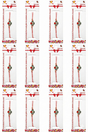 Set 12 Martisoare Bratari Trifoi cu Patru Foi Auriu Noroc [4]