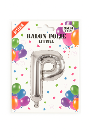 Balon folie litera P argintiu, 35 cm, decor aniversar si petreceri, 1 buc [1]