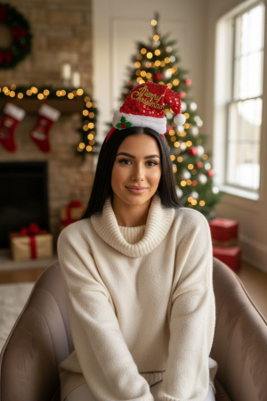 Bentita Craciun cu caciulita Merry Christmas cu paiete [1]