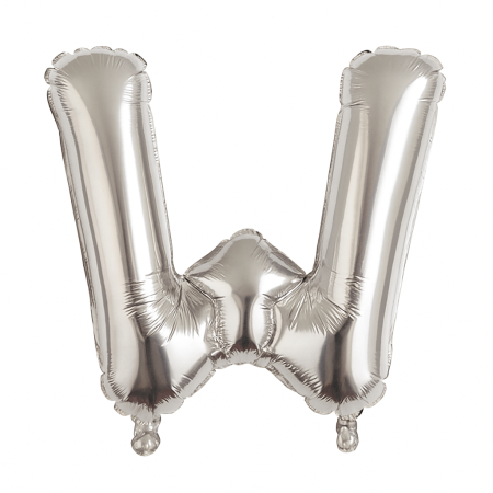 Accesorii pentru petrecere Engros - Balon folie litera W argintiu, 35 cm, decor aniversar si petreceri, 1 buc