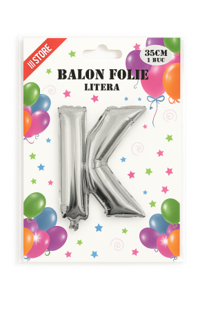Balon folie litera K argintiu, 35 cm, decor aniversari si petreceri, 1 buc [1]