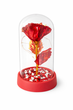 Cupola plastic cu trandafir rosu LED, baterii incluse, 15x9 cm, cutie cadou [1]
