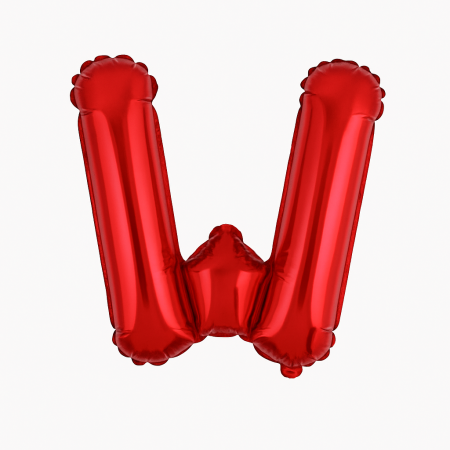 Accesorii pentru petrecere Engros - Balon folie litera W rosu, 35 cm, decor aniversar si petreceri, 1 buc