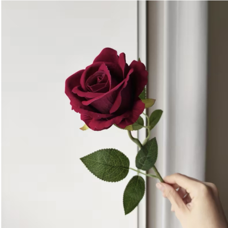 Articole pentru Casa Engros - Trandafir rosu artificial premium din matase – aspect natural, 45 cm, floare decorativa eleganta pentru cadouri si aranjamente