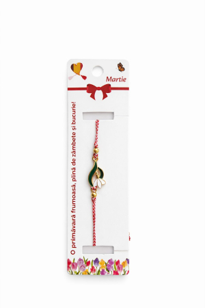 Martisoare - Set 12 Martisoare Bratari Ghiocel Auriu Simbol Primavara Noroc