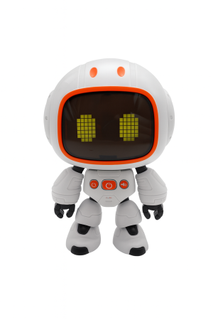 Jucarii interactive - Robot Interactiv Alb 14.5x10 cm cu Lumini, Sunete si Ecran LED – Jucarie Inteligenta pentru Copii 3+