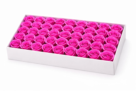 Set 50 Trandafiri de Sapun Parfumati in Cutie Eleganta Cadou 44x23 cm Fucsia [1]
