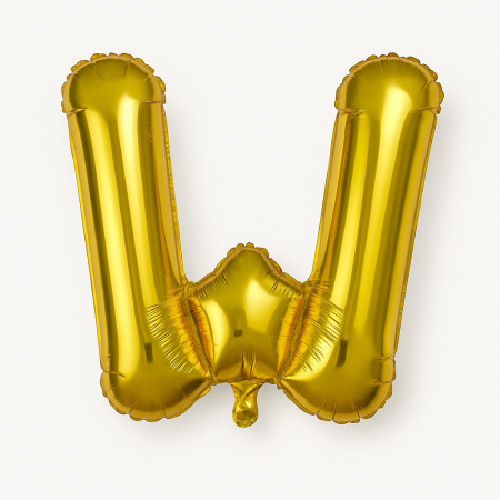 Accesorii pentru petrecere Engros - Balon folie litera W auriu, 35 cm, decor aniversar si petreceri, 1 buc