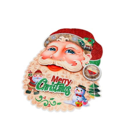 Sticker decorativ Craciun chip Mos Craciun 3D cu sclipici 23x16 cm [2]