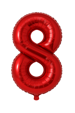 Baloane Engros - Balon folie cifra 8 rosu, 35 cm, pentru aniversari si petreceri, 1 buc