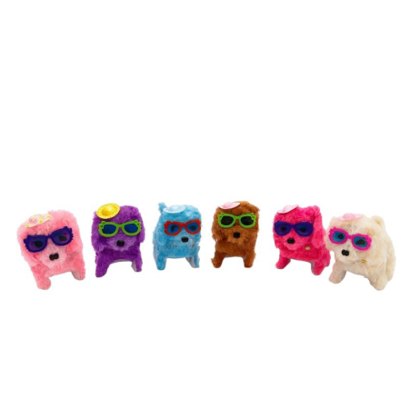 Jucarii interactive - Set 6 căței interactivi de pluș cu baterii, merg și scot sunete pentru copii