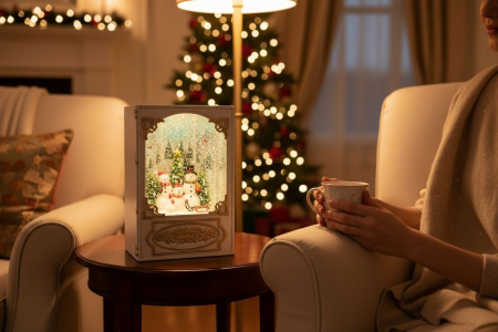 Decoratiune Craciun tip carte cu lumini LED, colinde si ninsoare, baterii si acumulator, 23x16x11cm [2]