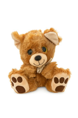 Ursulet Plus Maro 25 cm – Jucarie Pufoasa cu Ochisori Mari si Fundita [1]