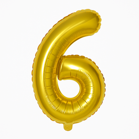 Accesorii pentru petrecere Engros - Balon folie cifra 6 auriu, 35 cm, pentru aniversari si petreceri, 1 buc