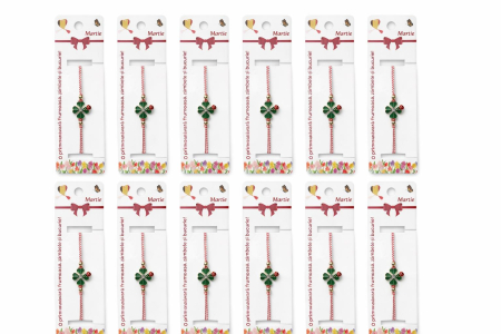 Set 12 bratari martisor cu trifoi verde si buburuza, snur reglabil rosu-alb [4]