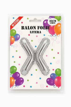 Balon folie litera X argintiu, 35 cm, decor petreceri si aniversari, 1 buc [1]