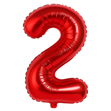 Accesorii pentru petrecere Engros - Balon folie cifra 2 rosu, 35 cm, pentru aniversari si petreceri, 1 buc