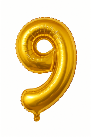 Accesorii pentru petrecere Engros - Balon folie cifra 9 auriu, 35 cm, pentru aniversari si petreceri, 1 buc