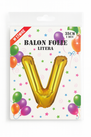Balon folie litera V auriu, 35 cm, pentru aniversari si decor, 1 buc [1]