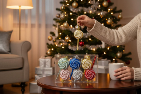 Set Globuri Craciun Acadea Multicolore 6 buc Ornament Brad Candy, 17.5x12cm [1]