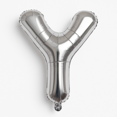 Accesorii pentru petrecere Engros - Balon folie litera Y argintiu, 35 cm, decor petreceri si aniversari, 1 buc