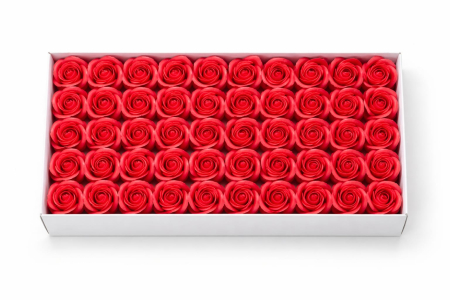 Set 50 Trandafiri de Sapun Parfumati in Cutie Eleganta Cadou 44x23 cm Rosu [1]