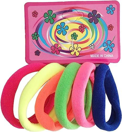 Set 12 x benzi elastice par, 6 elastice pe card, culori neon, elastice groase [2]