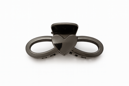 Set 12 clame par 13CM model inima infinity, prindere puternica, culoare negru lucios [1]