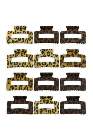 Accesorii pentru par Engros - Set 12 Cleme Par 11cm Leopard – Accesorii Matte Animal Print Rezistente