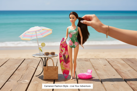 Papusa Camaner Fashion Style Surfer cu Placa de Surf si Par Lung pentru Fete 3+,32x11.5cm [1]