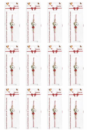 Set 12 bratari martisor cu ghiocel si buburuza, snur rosu alb, ambalate individual [4]