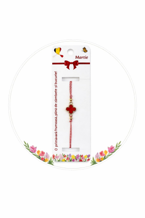 Set 12 bratari martisor cu simbol trifoi rosu, snur rosu alb, ambalate individual [3]