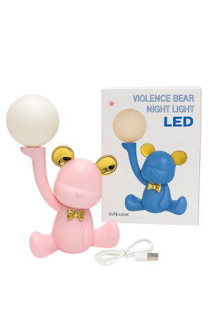 Veioza LED Ursulet Roz cu Sfera Luminoasa – Night Light USB [1]