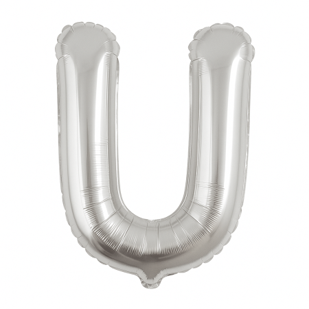Accesorii pentru petrecere Engros - Balon folie litera U argintiu, 35 cm, pentru aniversari si decor, 1 buc